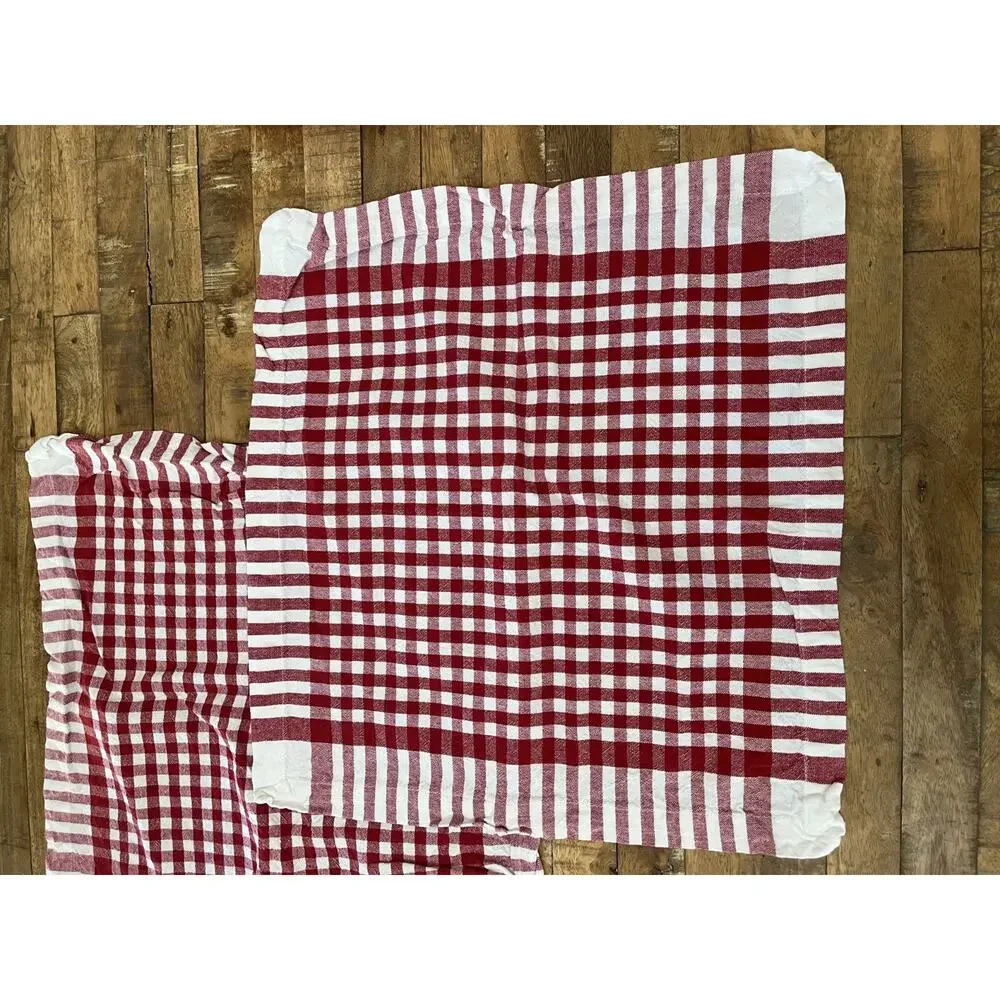 Sur La Table Red White Plaid 100% Cotton Napkins Set of 4 20 x 20